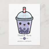 Paarse Aquarel Bloemige Trouw Dank Betaling Briefk Briefkaart (Voorkant)