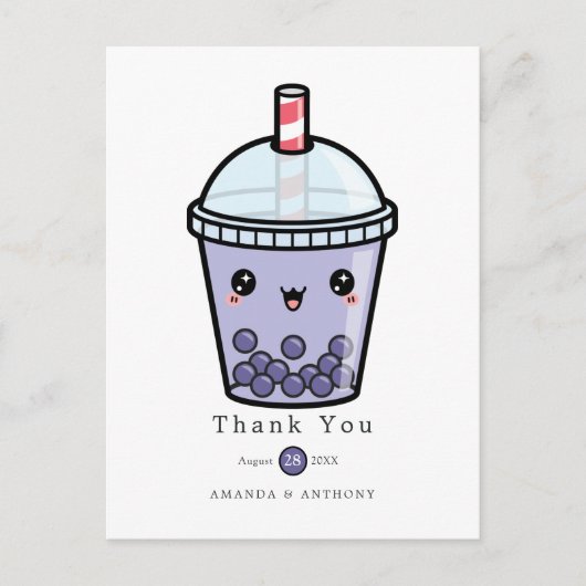 Paarse Aquarel Bloemige Trouw Dank Betaling Briefk Briefkaart (Voorkant)