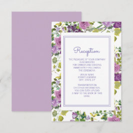 Paarse Aquarel Bloemige Tuin Trouwreceptie Kaart