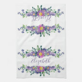 Paarse aquarel bloemstuk gepersonaliseerd theedoek (Verticaal)