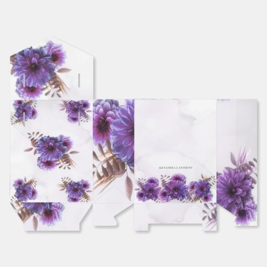 Paarse Aquarel Chrysanthemum Bruiloft Bedankdoosjes (Ongevouwen)