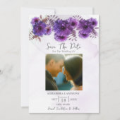 Paarse Aquarel Chrysanthemum Save The Date (Voorkant)