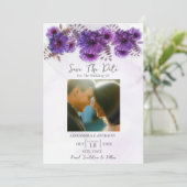 Paarse Aquarel Chrysanthemum Save The Date (Staand voorkant)