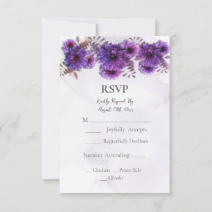 Paarse Aquarel Chrysanthemum Trouw RSVP Kaart