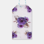 Paarse Aquarel Chrysanthemum Trouwcadeautags Cadeaulabel (Achterkant)