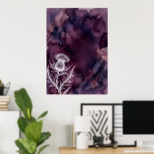 Paarse Aquarel Distel Kunstposter Poster (Thuiskantoor)