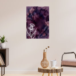 Paarse Aquarel Distel Kunstposter Poster