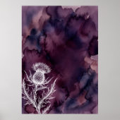 Paarse Aquarel Distel Kunstposter Poster (Voorkant)