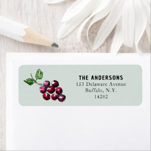 Paarse Aquarel Druiven Elegant Retouradres Etiket