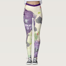 Paarse aquarel Floral Leggings