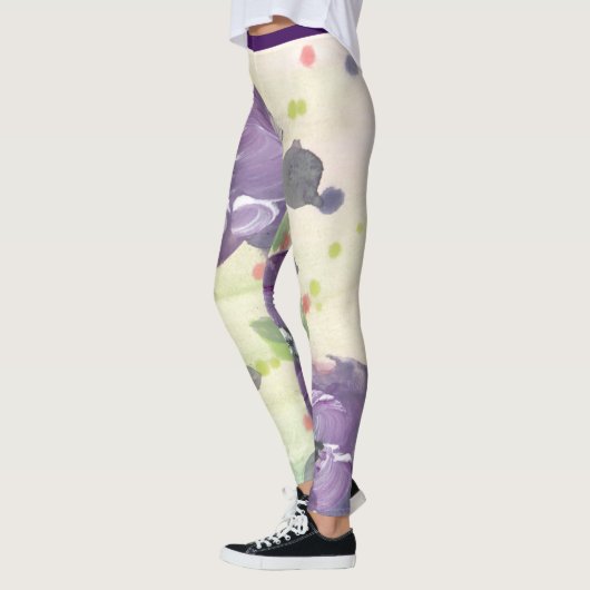 Paarse aquarel Floral Leggings (Links)