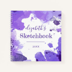 Paarse Aquarel Gepersonaliseerd Kunstenaarsschetsb Notitieboek