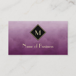 Paarse Aquarel Gouden Monogram Visitekaartje