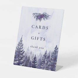 Paarse Aquarel Groveboom Bos Kaarten En Cadeaus Reclamebord Met Voetstuk