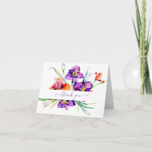 Paarse aquarel Iris gepersonaliseerd  Bedankt Auto (Voorkant)