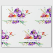 Paarse aquarel Iris gepersonaliseerd inpakpapier (Vlak)