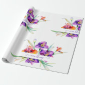 Paarse aquarel Iris gepersonaliseerd inpakpapier (Uitgerold)