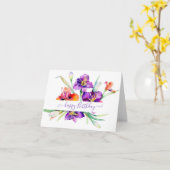 Paarse aquarel Iris gepersonaliseerd  Kaart (Gele Bloem)