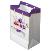 Paarse aquarel Iris gepersonaliseerd  Medium Cadeauzakje (Voorkant Gekanteld)