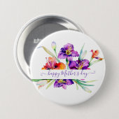 Paarse aquarel Iris gepersonaliseerd Ronde Button 7,6 Cm (Voorkant /achterkant)