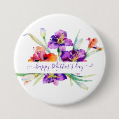 Paarse aquarel Iris gepersonaliseerd Ronde Button 7,6 Cm (Voorkant)