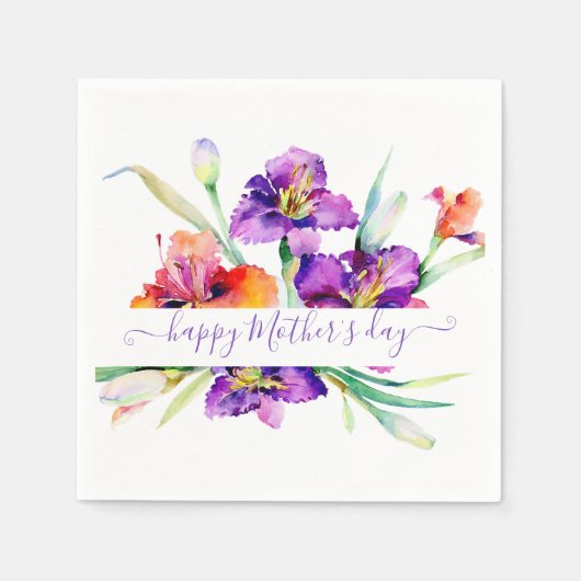 Paarse aquarel Iris gepersonaliseerd Servet (Voorkant)