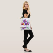 Paarse aquarel Iris gepersonaliseerd  Tote Bag (Op model)