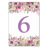 Paarse Aquarel Lavendel Bruiloft Tafel Nummers Kaart (Voorkant)