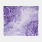 Paarse aquarel mandala bloemig fleece deken (Voorkant (Horizontaal))