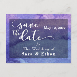 Paarse Aquarel Mandala Save the Date Aankondigingskaart