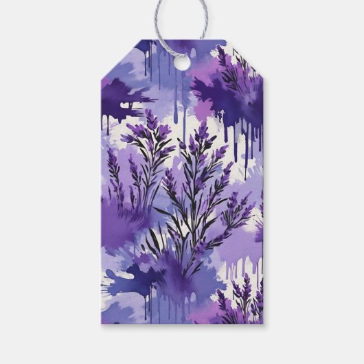 Paarse aquarel met bloemen cadeaulabel (Voorkant)