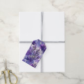 Paarse aquarel met bloemen cadeaulabel (Met Touw)