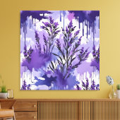 Paarse aquarel met bloemen canvas afdruk (Insitu (Woonkamer))