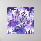 Paarse aquarel met bloemen canvas afdruk (Voorkant)