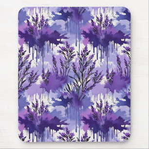 Paarse aquarel met bloemen muismat