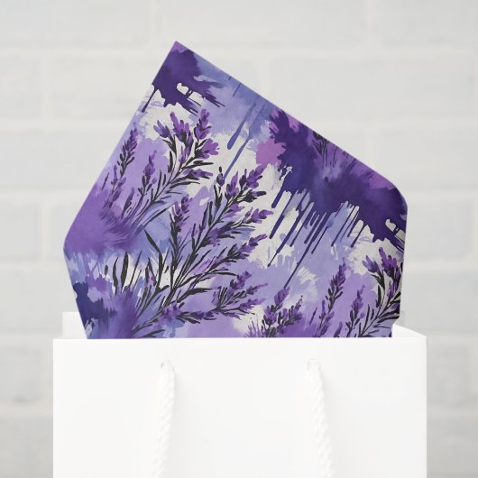 Paarse aquarel met bloemen tissuepapier (Cadeauzakje)
