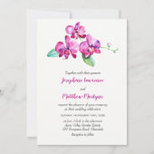 Paarse Aquarel Orchidee Elegante Bloemige Bruiloft Kaart (Voorkant)