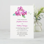 Paarse Aquarel Orchidee Elegante Bloemige Bruiloft Kaart (Staand voorkant)