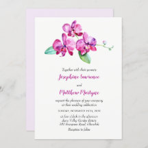 Paarse Aquarel Orchidee Elegante Bloemige Bruiloft