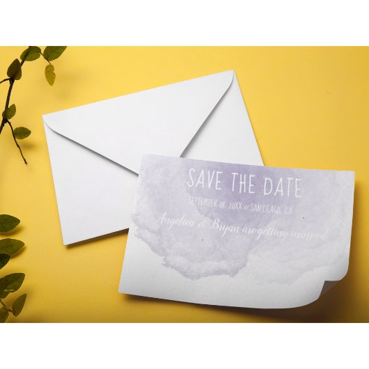 Paarse Aquarel Save The Date Kaart