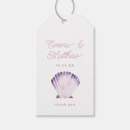 Paarse Aquarel Schelp Bedankt Cadeaulabel