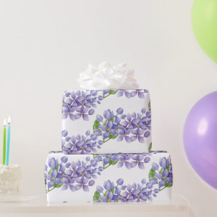 Paarse Aquarel Sering Bloemen Cadeaupapier