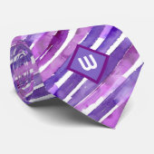 Paarse Aquarel Strepen Stropdas (Opgerold)