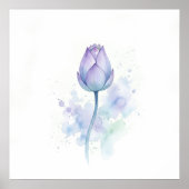 Paarse Aquarel Tulp Kunstprint | Botanische Bloem Poster (Voorkant)