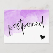Paarse Aquarel Uitgestelde Bruiloft Aankondigingskaart (Voorkant)