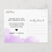 Paarse Aquarel Uitgestelde Huwelijk Aankondigingskaart (Achterkant)