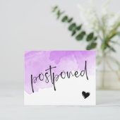 Paarse Aquarel Uitgestelde Huwelijk Aankondigingskaart (Staand voorkant)