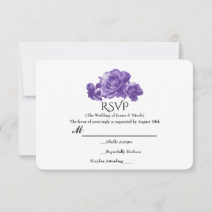 Paarse Aquarel Vintage Roos Elegante Bloem RSVP Kaartje