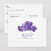 Paarse Aquarel Vintage Rozen Elegante RSVP Uitnodiging Briefkaart (Voorkant / Achterkant)