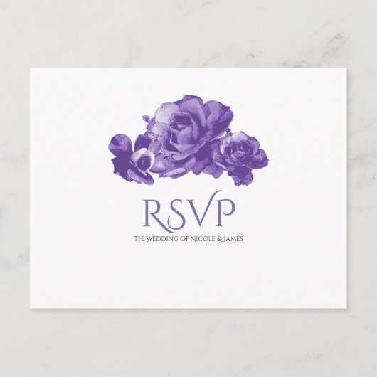 Paarse Aquarel Vintage Rozen Elegante RSVP Uitnodiging Briefkaart (Voorkant)